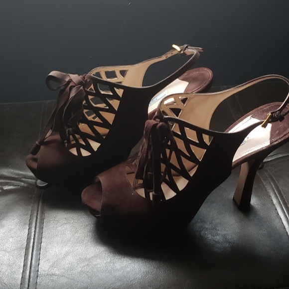 PRADA LATTICE PEEP TOE SLING BACK - Picture 2 of 4